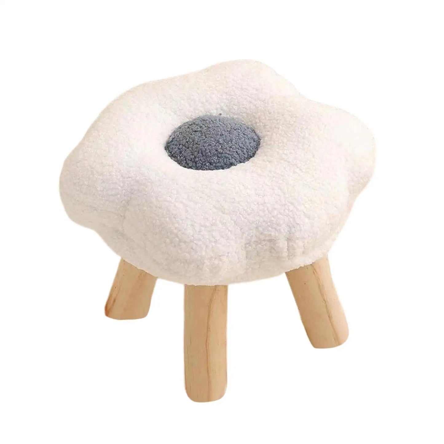 Wooden Small Foot Stool Non Slip Foot Rest Under Desk Footrest Ottoman Soft Stool for Playroom Apartment Porch Bedroom
