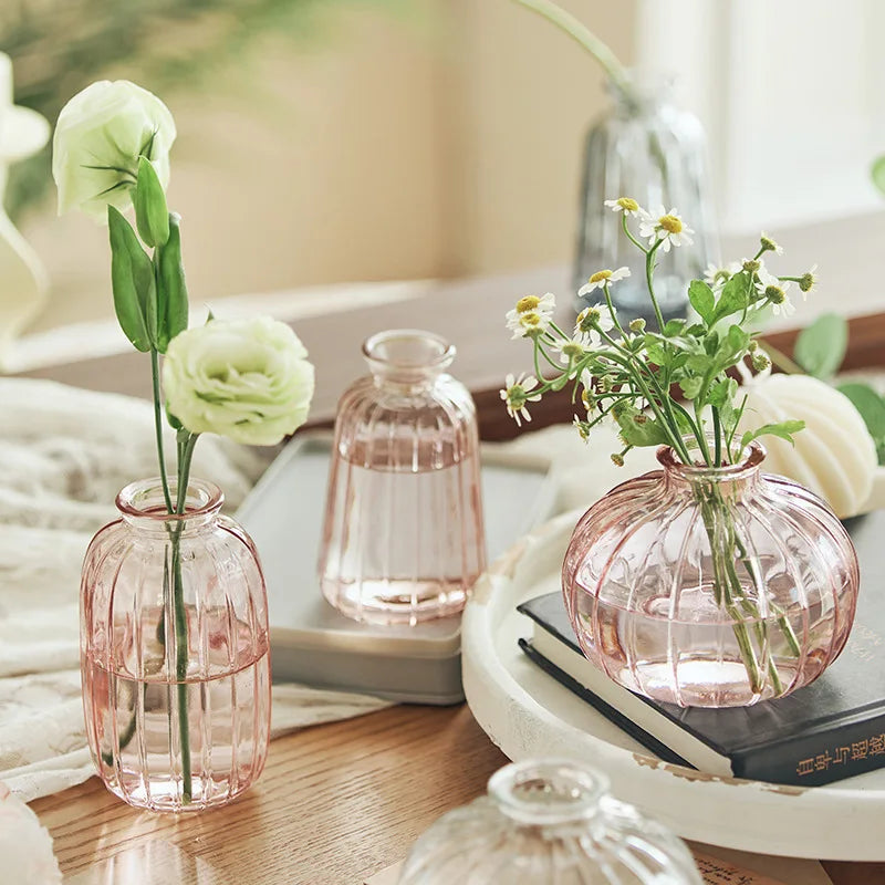 Set of 3 Transparent Glass Vases, Modern Decorative Vases, Minimalist Vases, Home Decor, Living Room, Kitchen, Office Desk Decor