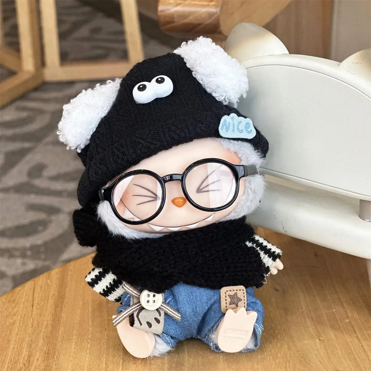Labubu 6.5cm Glasses Accessories Transparent Plastic Glasses for 15-17cm Labubu Plush Doll DIY Toys for Labubu Sunglasses ﻿