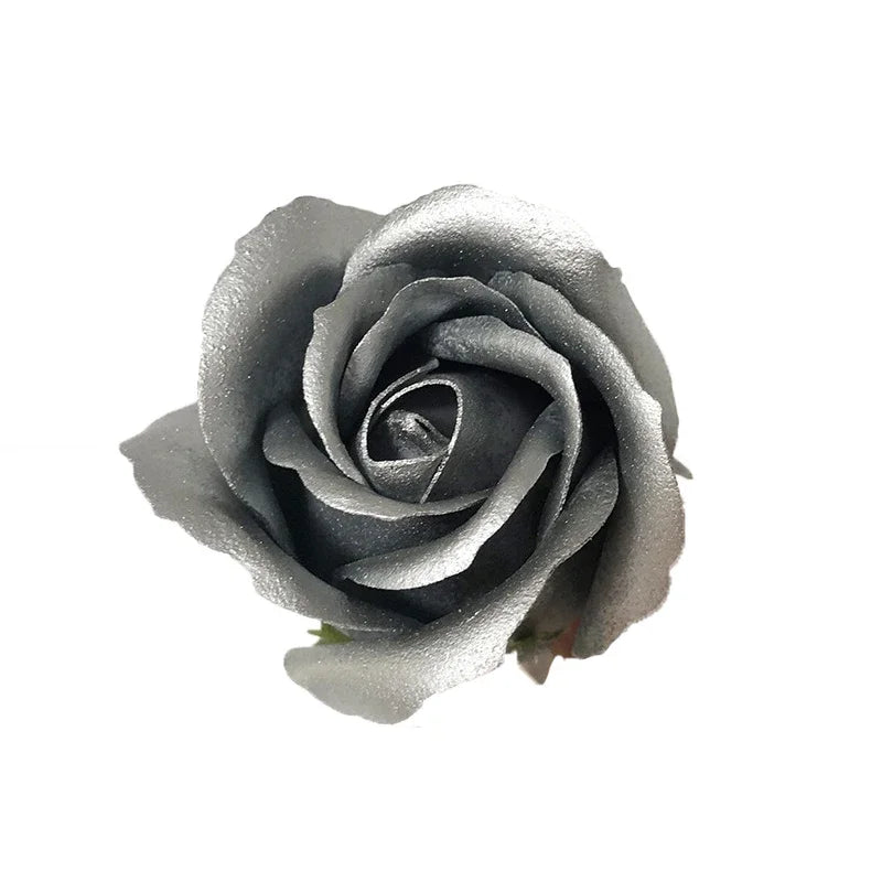 50pcs Artificial Flowers Gold /Silver Roses Fake Flowers Heads For Wedding Valentine's Day DIY Gift Bouquet Home Decoracion