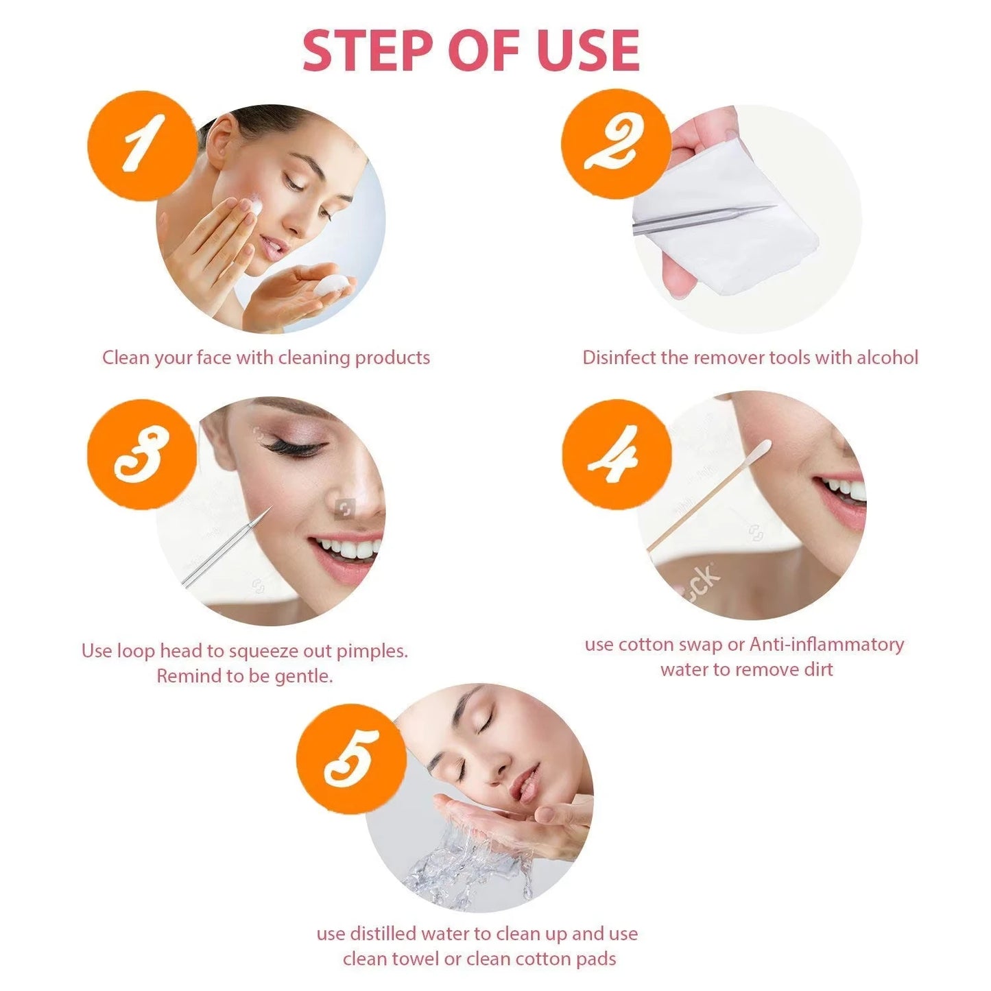 4Pcs Blackhead Remover Acne Needle Facial Cleansing Acne Extractor Remove Blackhead Pores Cleaning Tools