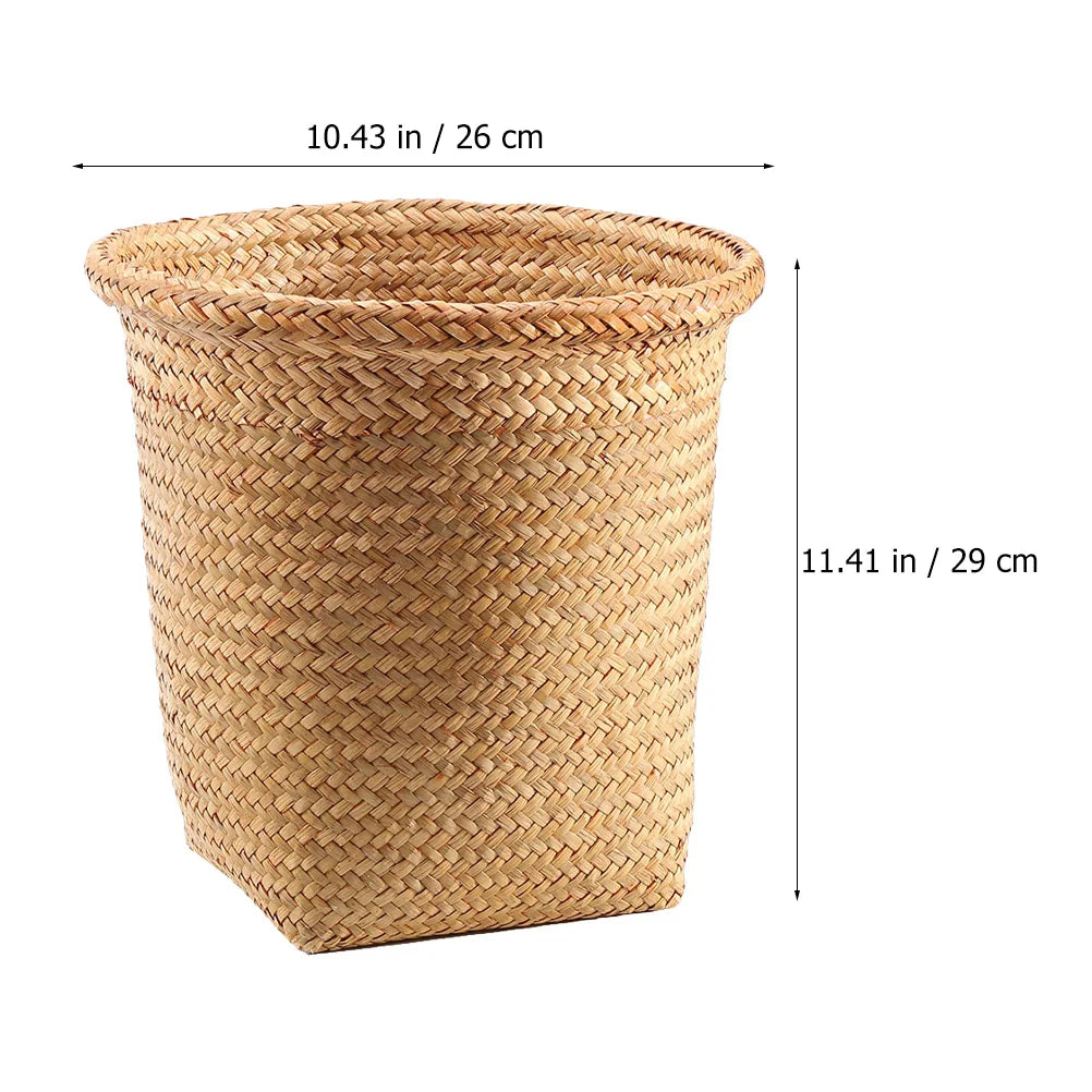 Multipurpose Storage Basket Woven Trash Can Rattan Laundry Container Household Merchandises Decorative Woven Basket Waste Bins