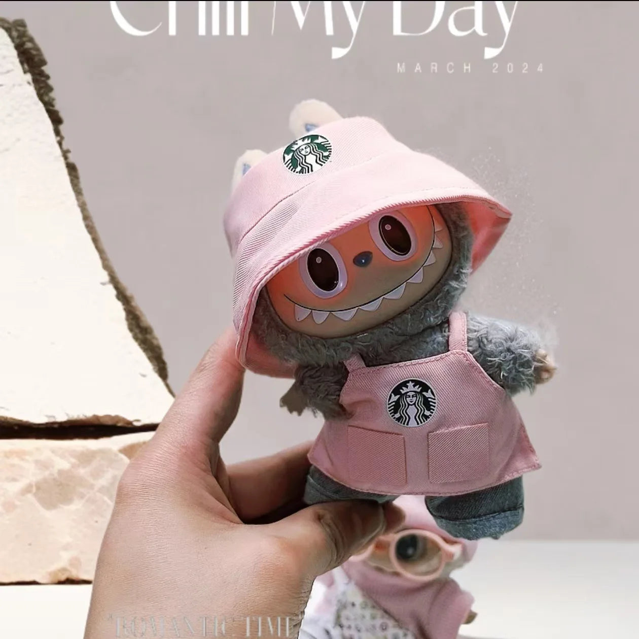 Labubu Clothes Outfit V1 V2 Work Uniform Keychain Set Mini Barista Costume Doll Clothes Collection For Sitting Dolls Display