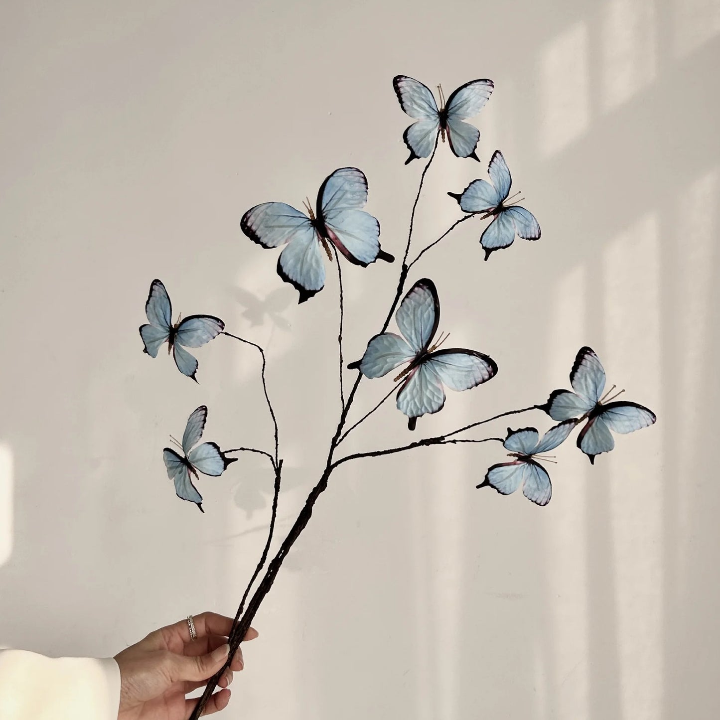 27.6 Inch Artificial Butterfly Flowers with Dried Branches Faux Floral Arrangement for Home Decor Window Display Wedding