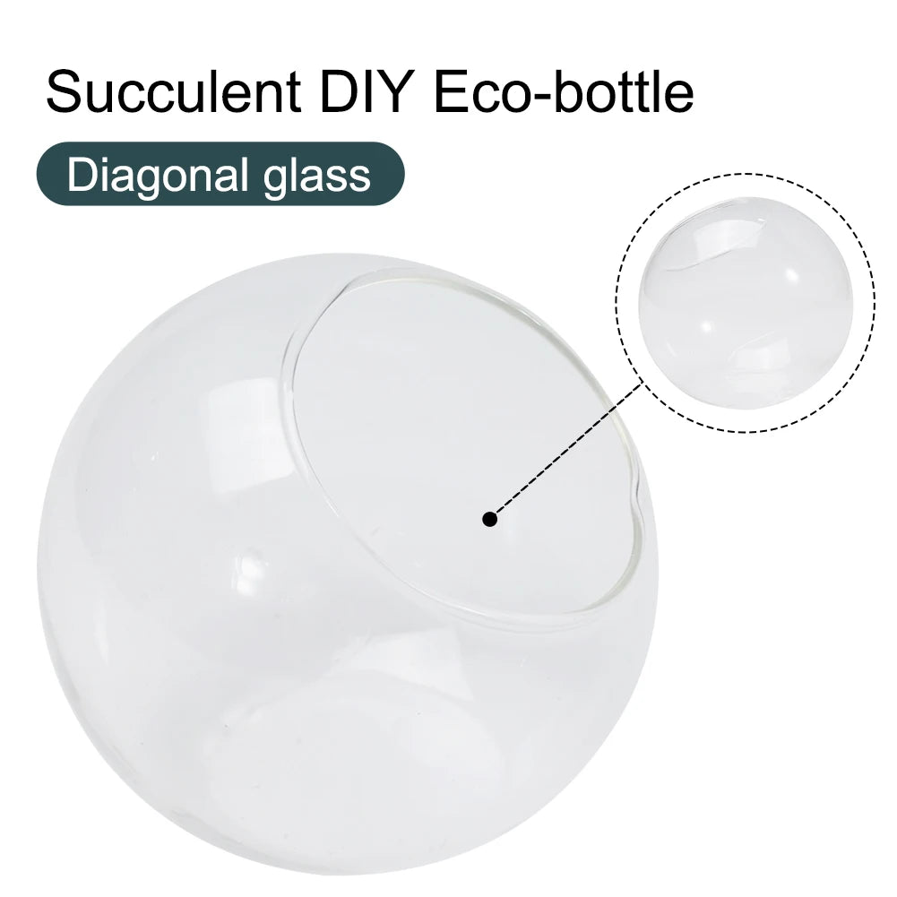 DIY Eco Bottle Micro Landscape Slanted Mouth Glass Vase Plant Container Flower Pot Hanging Round Glass Vase Garden Home Decor