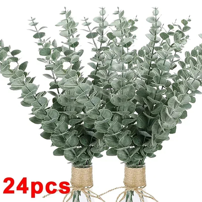10/36PCS Artificial Eucalyptus Stems Green Leaves Eucalyptus Branches Flower Bouquet Wedding Christmas Decoration Fake Plant