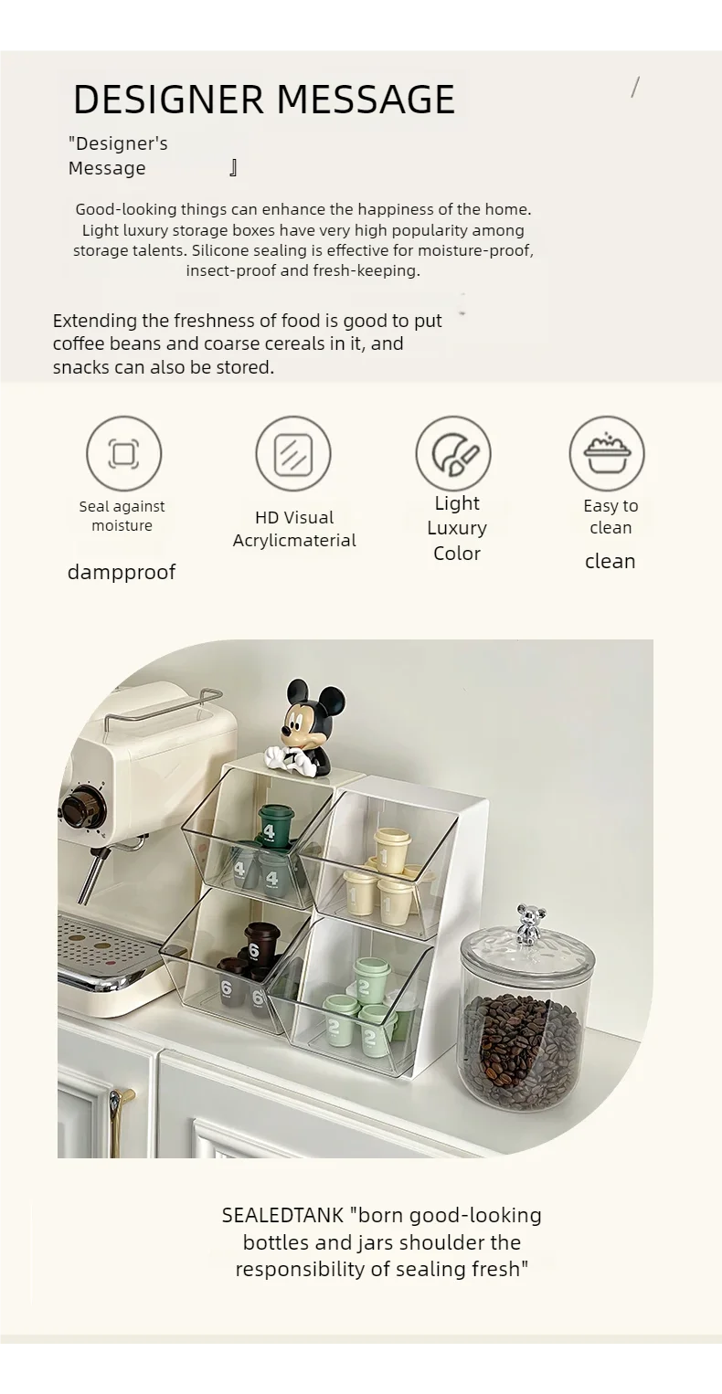 Kitchen grain jar, spice jars insect proof,moisture-proof, can store lemon slices, nuts, coffee beans,food organizer,storage box