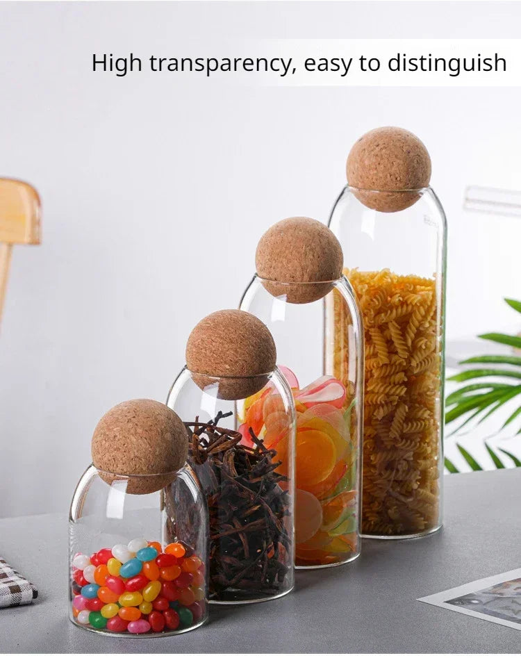 Glass Sealed Jar Kitchen Miscellaneous Grain Storage Jar Coffee Bean Transparent Glass Product Storage Jar