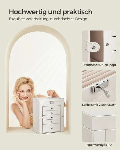 SONGMICS jewelry box 6-level jewelry box side folding doors