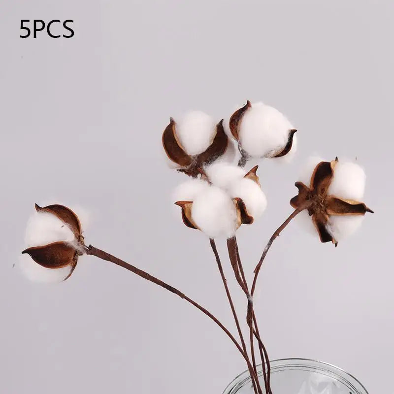 Artificial Dried Cotton Flowers White Flower Branch For Wedding Party Decoration Fake Flower Home Flower Decor Eucalyptus Leaves