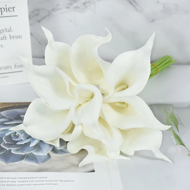 10/5Pcs Fake Calla Lily Artificial Flower Decorations for Home 37cm Flower Wedding Bridesmaids Bouquet