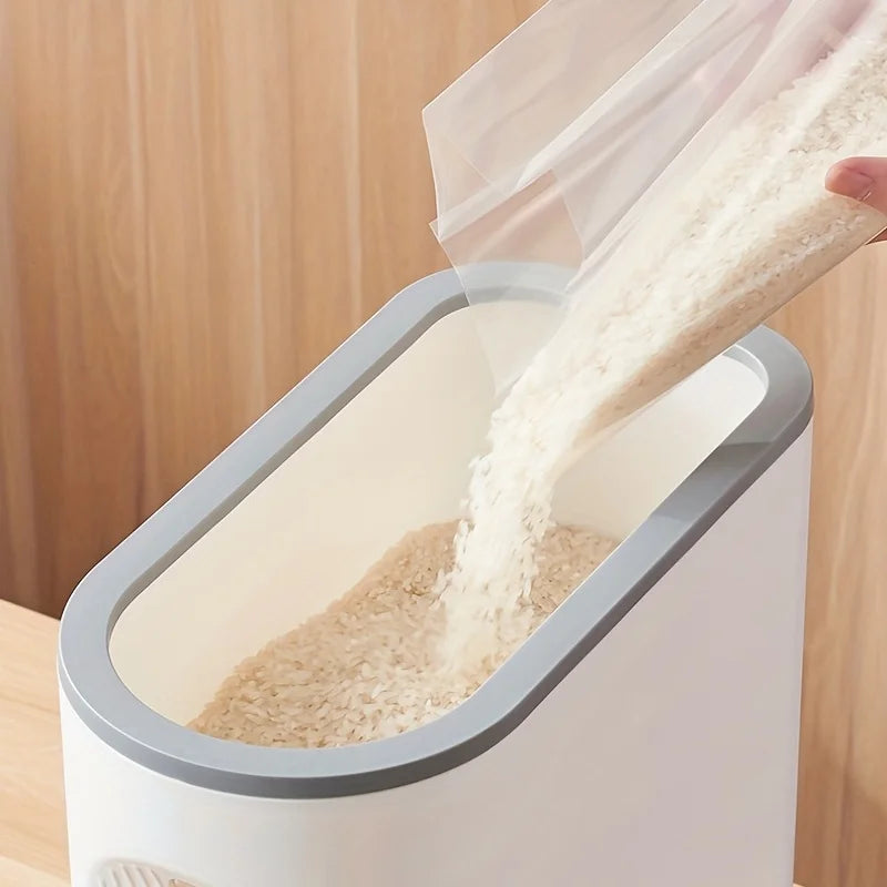 Rice bucket with measuring cup, large capacity grain storage container, moisture-proof and insect proof sealed storage container