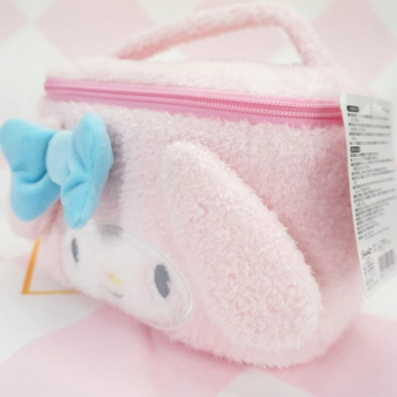 Sanrio Hello Kitty Plush Cosmetic Bag Cute Kuromi My Melody Zipper Large  Women Travel Make Up Toiletry Bag Washing Pouch Pouch