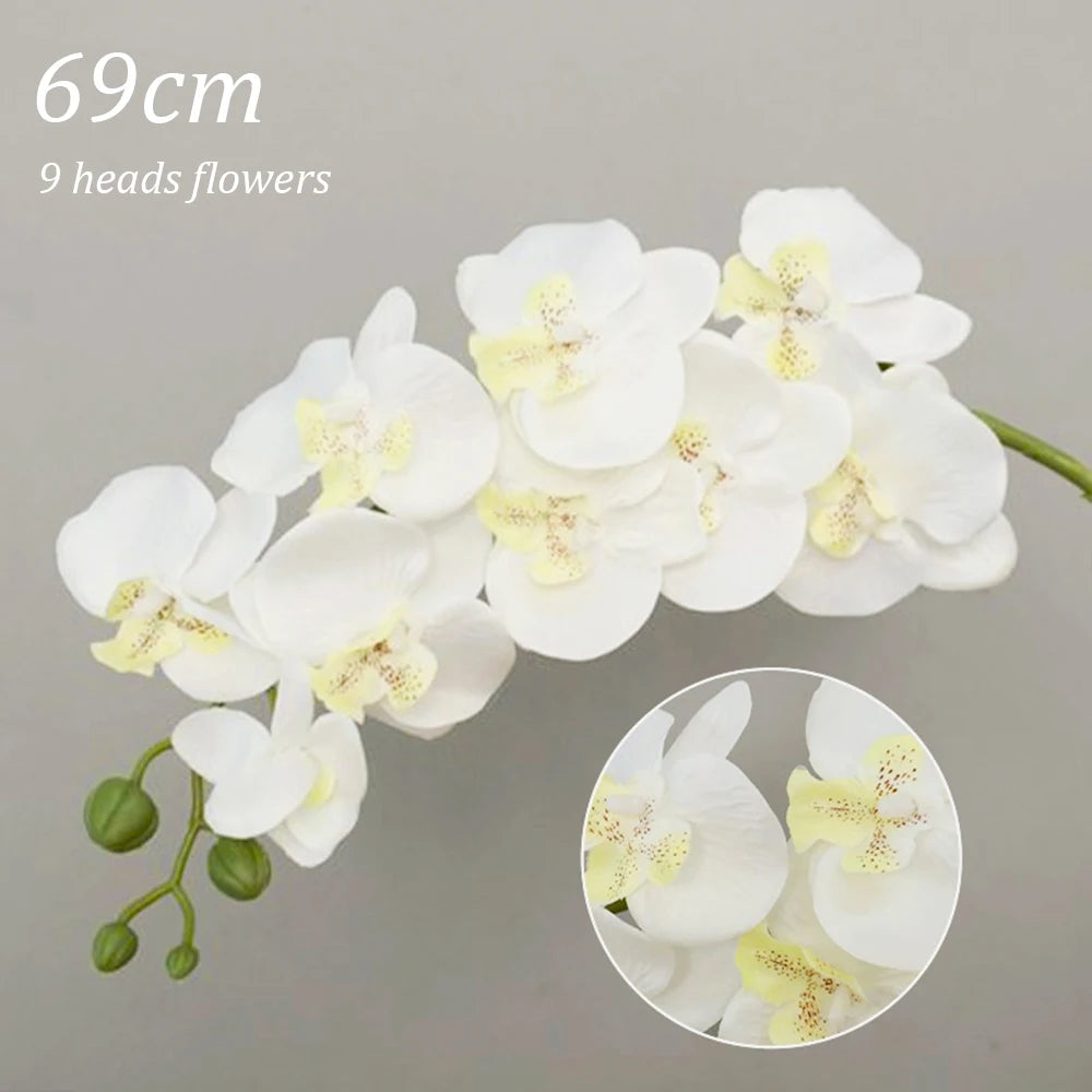 1pc Artificial Phalaenopsis Flowers 27in Orchid Realistic Fake Flower Branch for Home Room Floral Arrangement Wedding Decoration