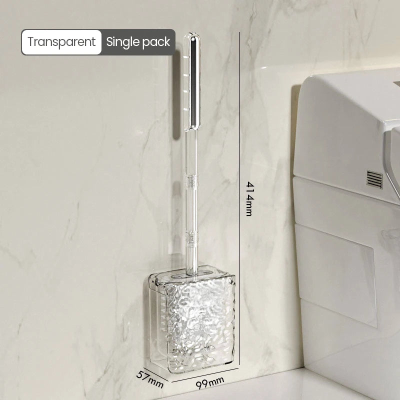 Bathroom Cleaning Brush Wall Mounted Non Perforated Suction Cup Toilet Brush Long Handle Glacier Patterned Bathroom Supplies
