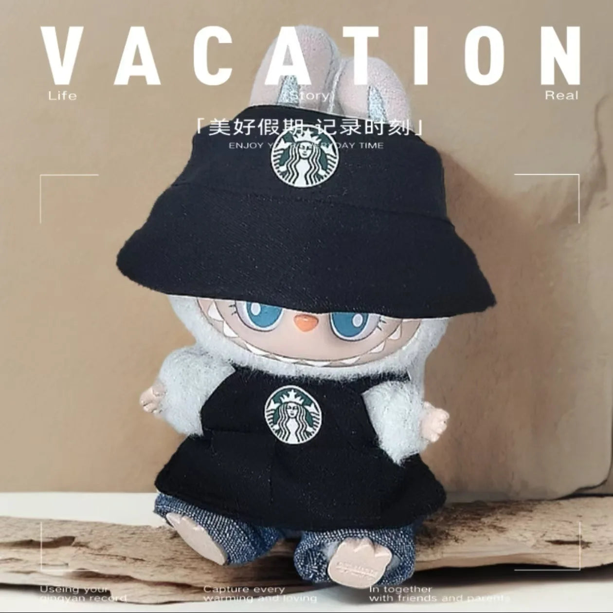 Labubu Clothes Outfit V1 V2 Work Uniform Keychain Set Mini Barista Costume Doll Clothes Collection For Sitting Dolls Display