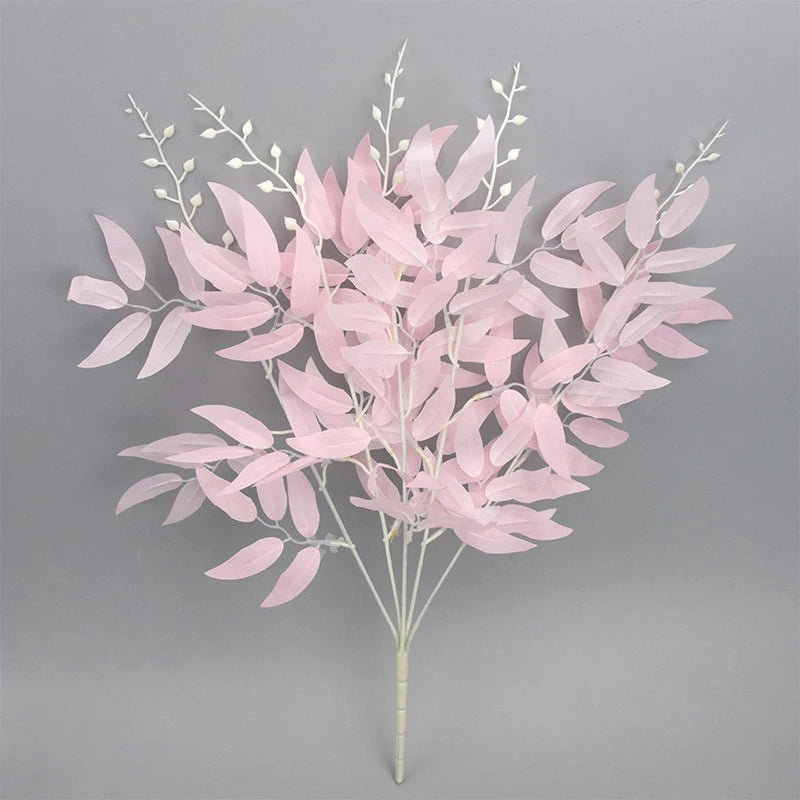 5 Branches Silk Artificial Willow Bouquet Fake Green Leaves Party Wedding Backdrop Decoration Faux Foliage Vine DIY Plant Wreath