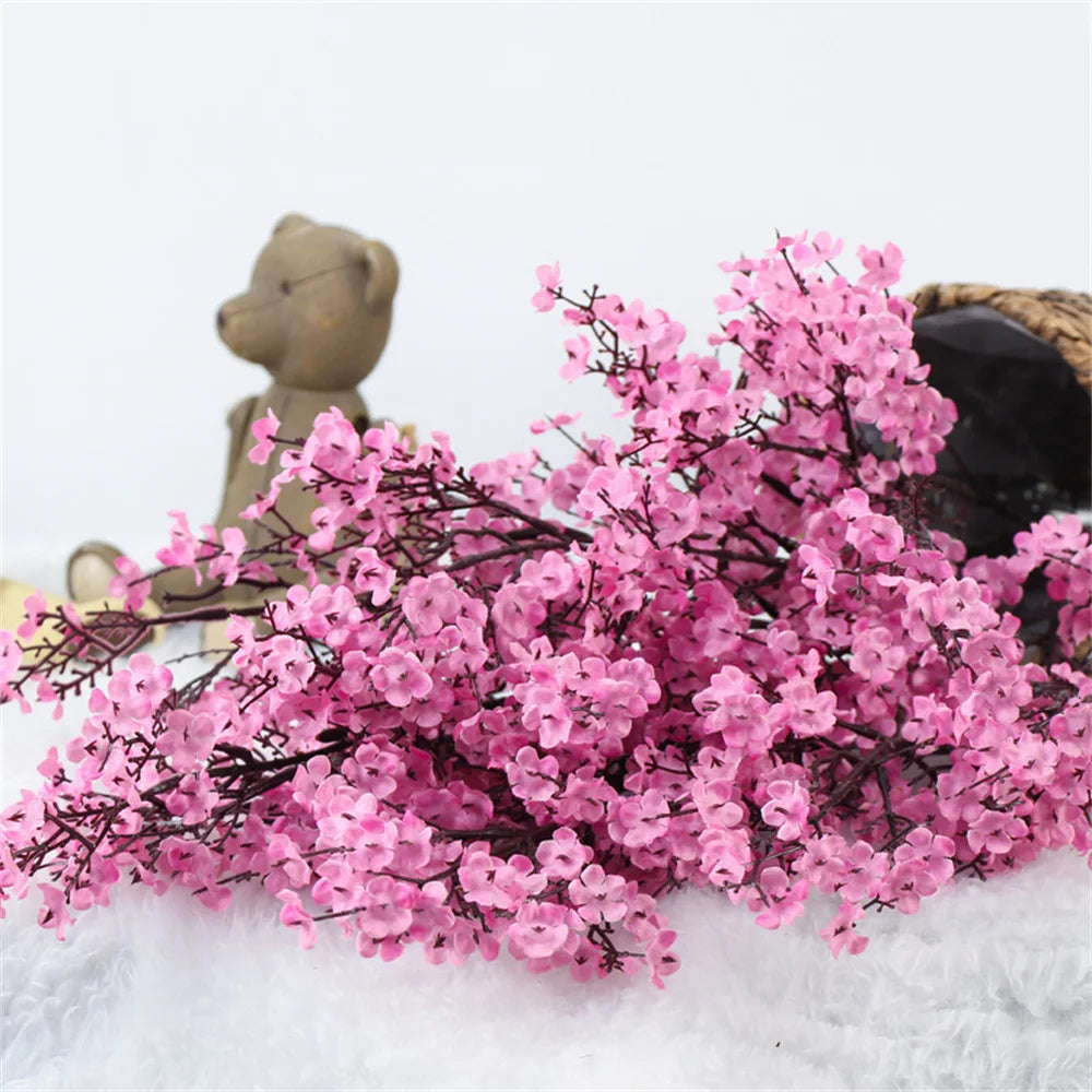Artificial Plants Beautiful Blue BabysBreath Christmas Decor Fake Plastic Flowers for Home Wedding Bridal Festival Party Vase