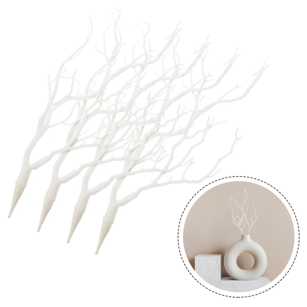 4pcs Artificial Dried Branch Simulate Antler Tree Branch Fake Plastic Decor Natural Antler Decor Dried Bouquet Home Xmas Adorn