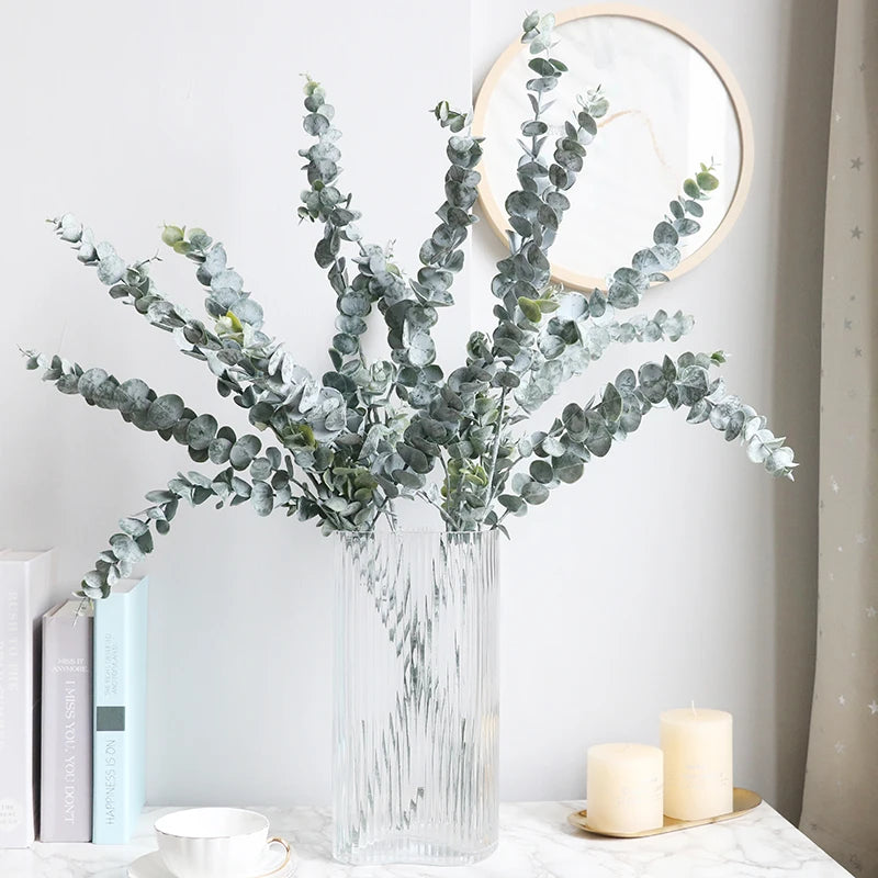 Real touch artificial eucalyptus branch leaf plants long leaf fake plants home decor dried artificial flowers wedding decoration