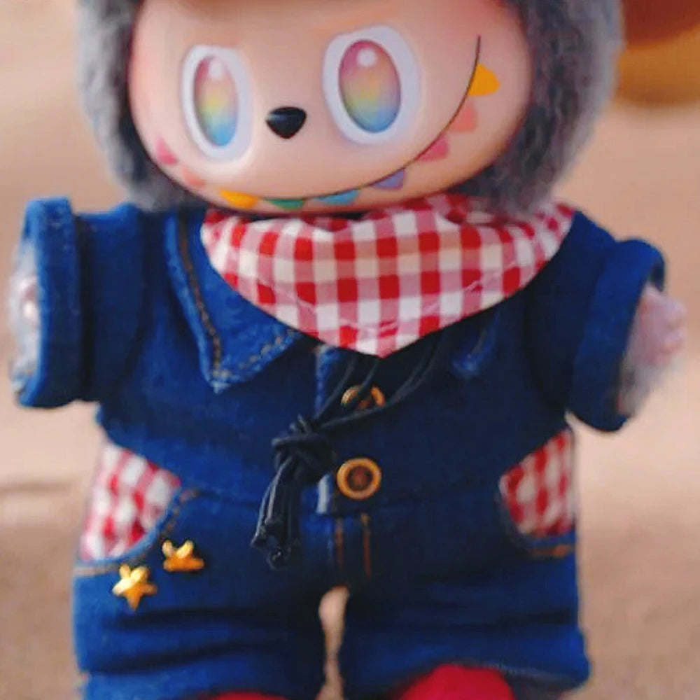 Labubu Ropa 3.0 Western Cowboy Jumpsuit with Hat Set for V1/V2 Labubu Outfit Cute Doll Clothes Accessories Trendy Gift