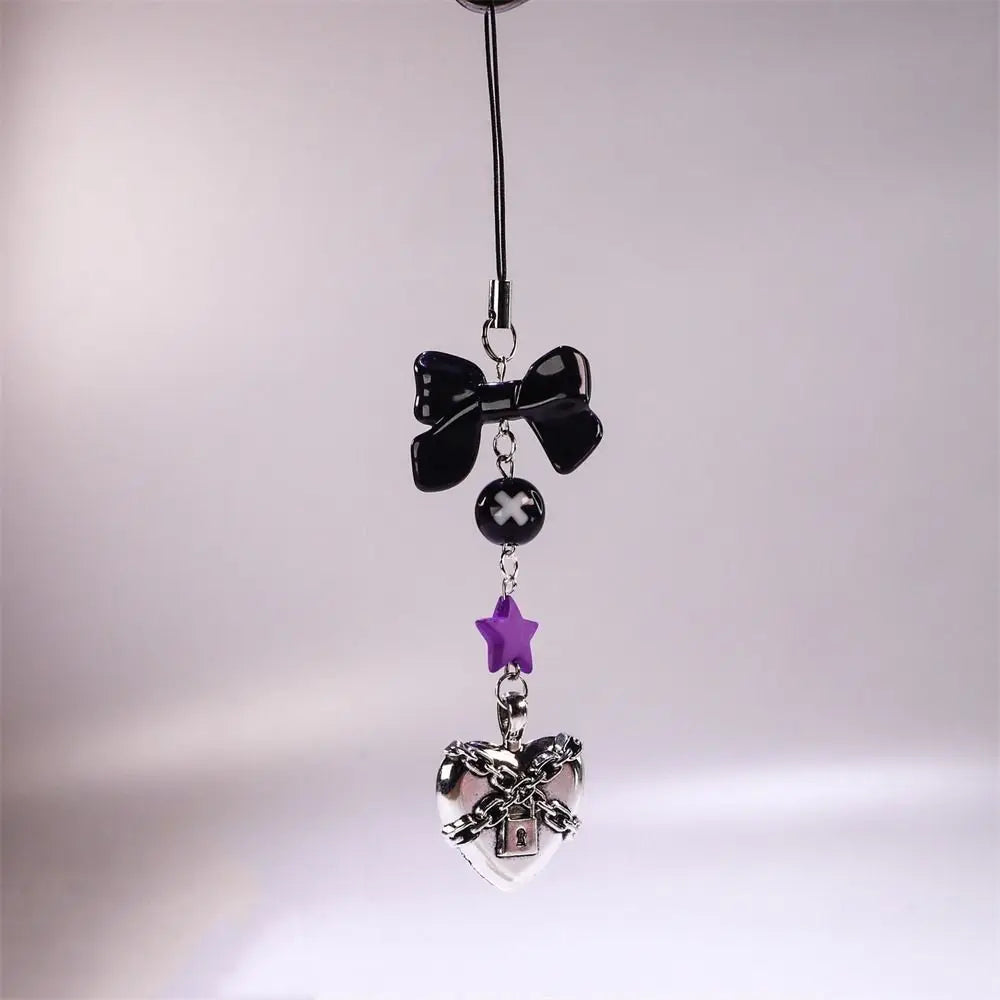 Cell Phone Rope Chain Anime Pendant Y2K Beaded Beads Chain Handmade Beads Strand Choker Pink Key Chain Phone Charm Key Chain