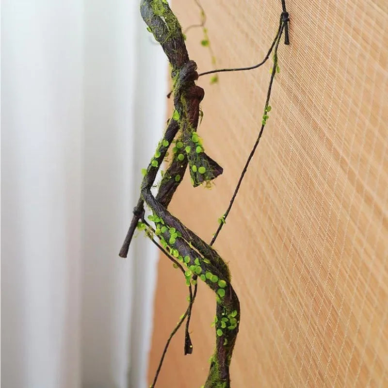 Artificial Wilted Rattan Branches with Moss Fake Ivy Plants for Wall Hanging Gardens Home Indoor Outdoor Desktop Landscaping