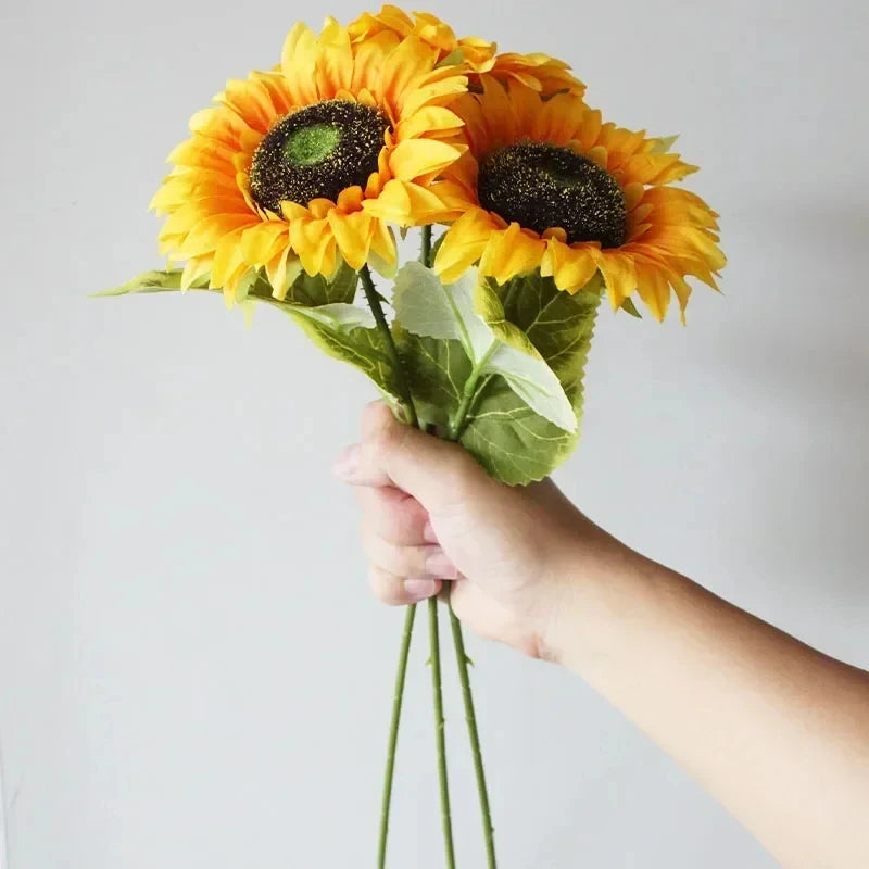 Artificial Sunflowers 18'' Long Fake Sunflowers Faux Silk Flower for Home Office Shop Fall Decorations
