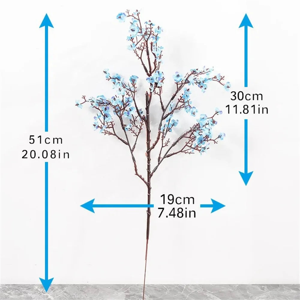 Artificial Plants Beautiful Blue BabysBreath Christmas Decor Fake Plastic Flowers for Home Wedding Bridal Festival Party Vase