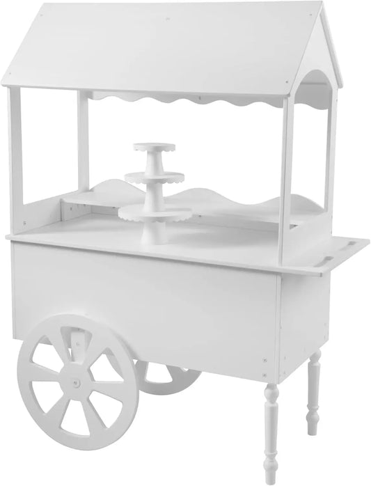 Candy Cart Display Stand With Wheels for Party - Cake Stand - Dessert Cart - Decorated Wood for Birthdays Wedding
