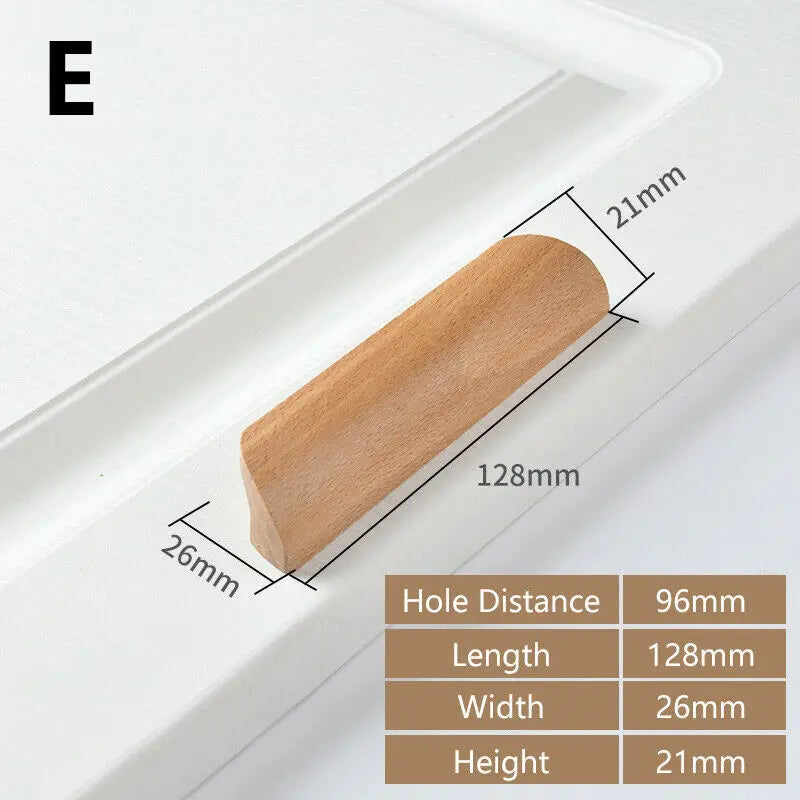 Wooden Cabinet Pulls Handles Furniture Handle Beech Wood Kitchen Knobs Wardrobe Pulls Long Handle Drawers Dresser Door Handles