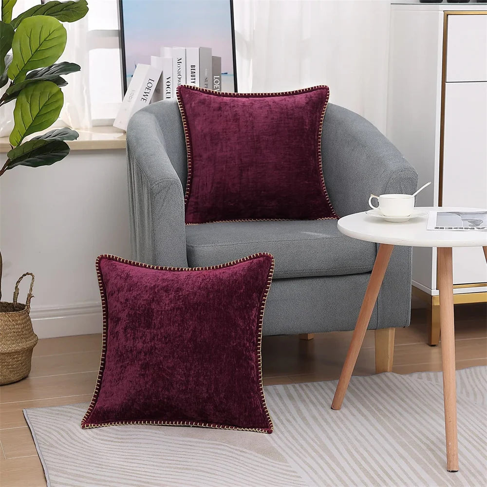 Homaxy Chenille Cushion Cover 50x50cm Velvet Decorati Throw Pillow Cover Soft Luxury Pillowcase For Sofa Decor Pillow Case 40x40