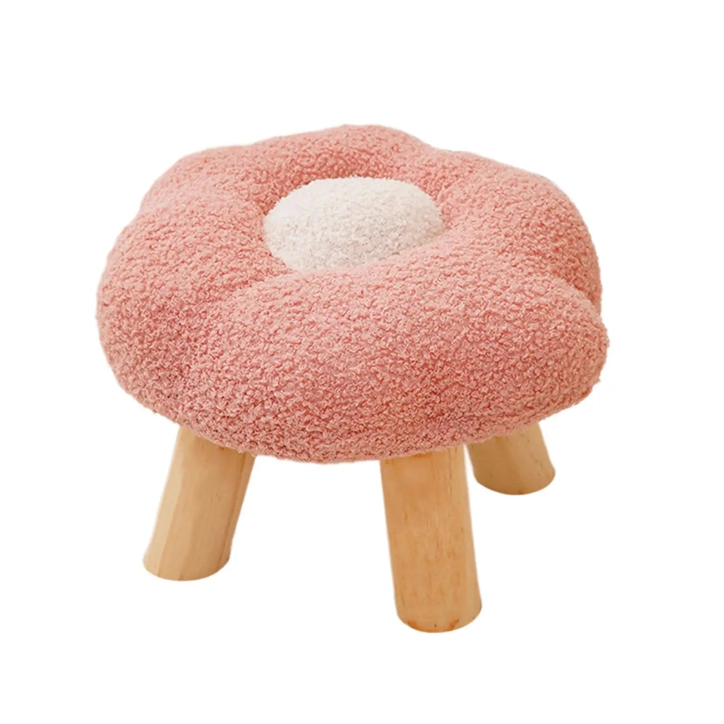 Wooden Small Foot Stool Non Slip Foot Rest Under Desk Footrest Ottoman Soft Stool for Playroom Apartment Porch Bedroom