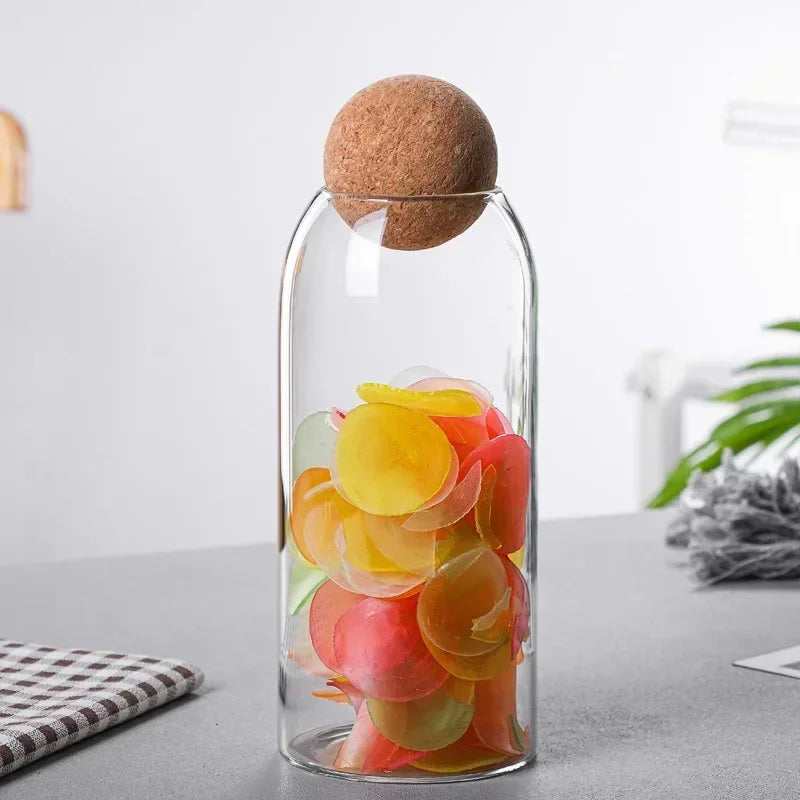 Glass Sealed Jar Kitchen Miscellaneous Grain Storage Jar Coffee Bean Transparent Glass Product Storage Jar