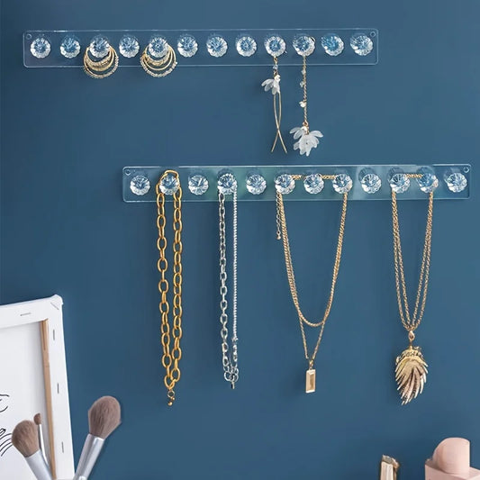 Acrylic Transparent Necklace Hanger Wall Hanging Jewelry Rack Hook 12 Diamond Necklace Holders Wall Mounted Storage Hook Rack