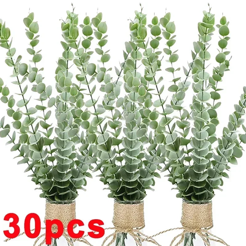 10/36PCS Artificial Eucalyptus Stems Green Leaves Eucalyptus Branches Flower Bouquet Wedding Christmas Decoration Fake Plant