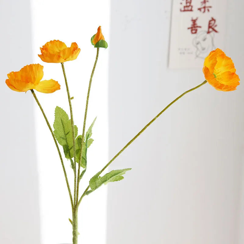 Artificial Silk Flowers Simulation Poppies Wedding Decoration Long Fake Poppy Branch Home Table Decor Ornaments Wedding Flowers