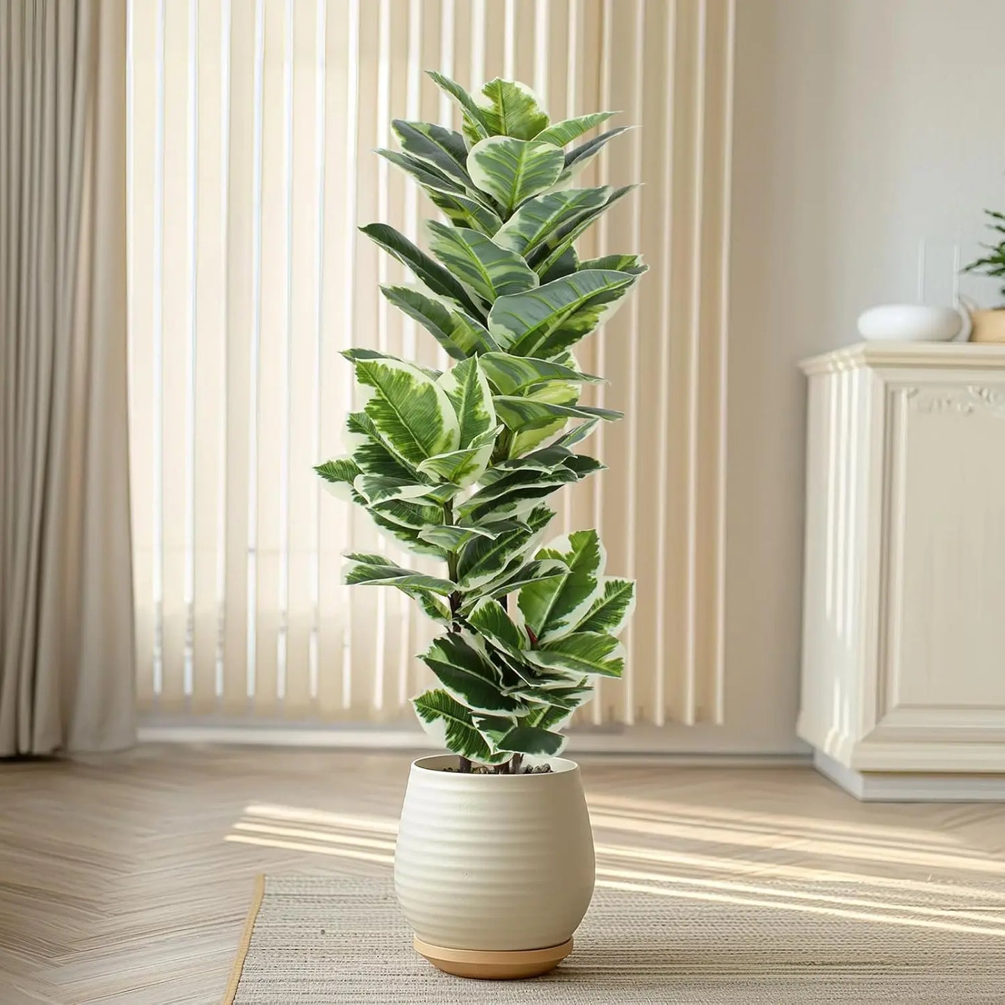 35-150cm Tropical Tree Artificial Rubber Tree Fake Tree Artificial Plants Faux Banyan Tree for Home Garden Room Shop Decor