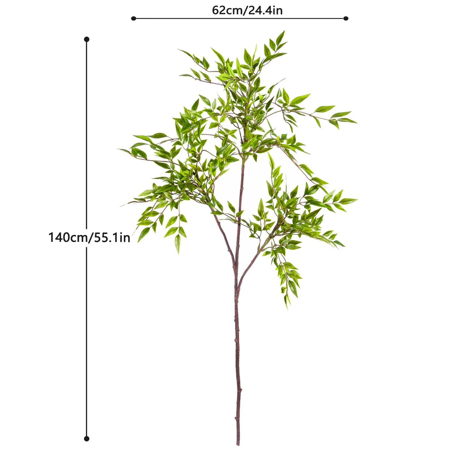 76-135cm  Artificial Plants Fake Bamboo Tree Branch Plastic Nandina Leaves Tall Green Landscape For Home Garden Decor