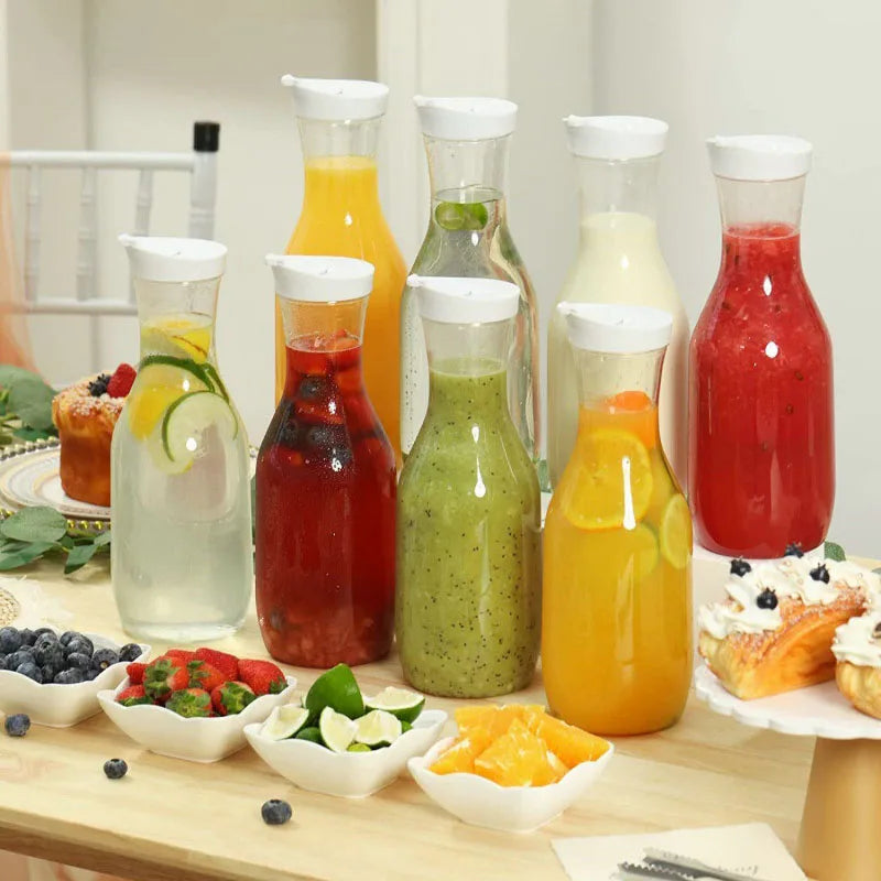 50 Oz Large Plastic Water Bottle with Flip Cap, Square Base Juice Container, Clear Plastic Water Bottle, Beverage Milk Bottle