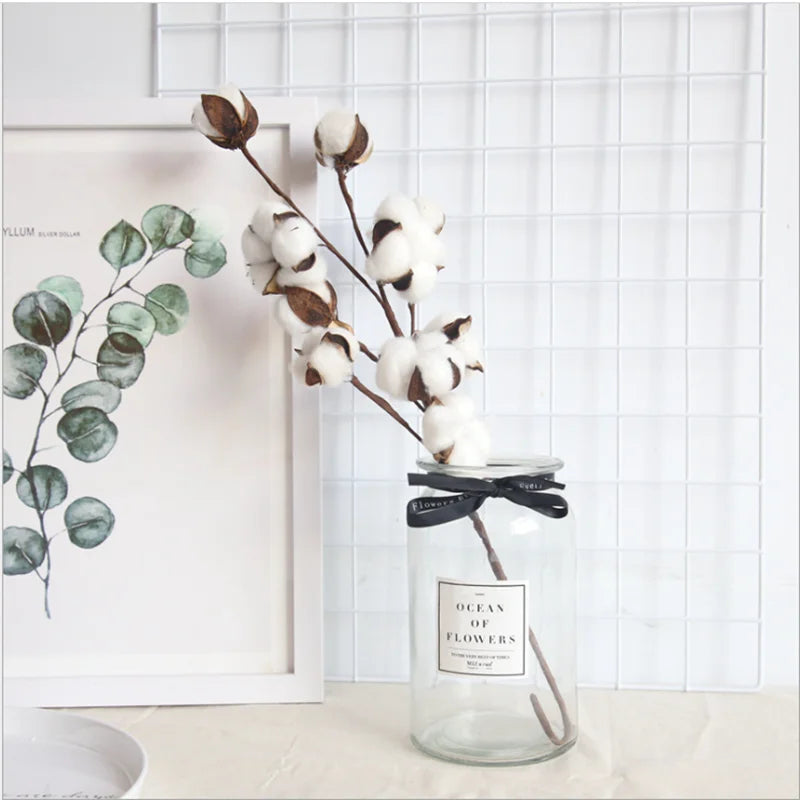 Naturally Dried Cotton Cheap Artificial Plants Floral Branch Vases Wedding Garden Party Decorations Fake Flowers Home Gift Decor