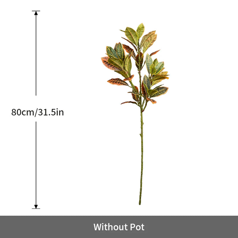 80-120cm Artificial Large Tropical Plant Branch Fake Magnolia Leaves Plastic Banyan Tree Branch for Home Garden Party Decoration