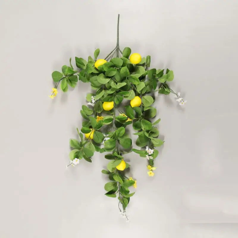 Artificial Lemon Branch Fake Lemon Leaves Yellow Green Fake Lemon Bouquet Hanging Lemon Branch For Wedding Party Decoration