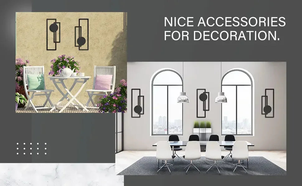 2Pcs Metal Wall Decoration Metal Wall Art Minimalist Wall Art Abstract Metal Vertical Decorations Sculptures Geometric