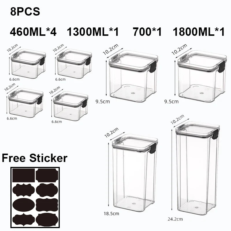 Food Storage Containers Kitchen Storage Tissue Preservation Transparent Containers Multigrain With LIDS Household Airtight Cans