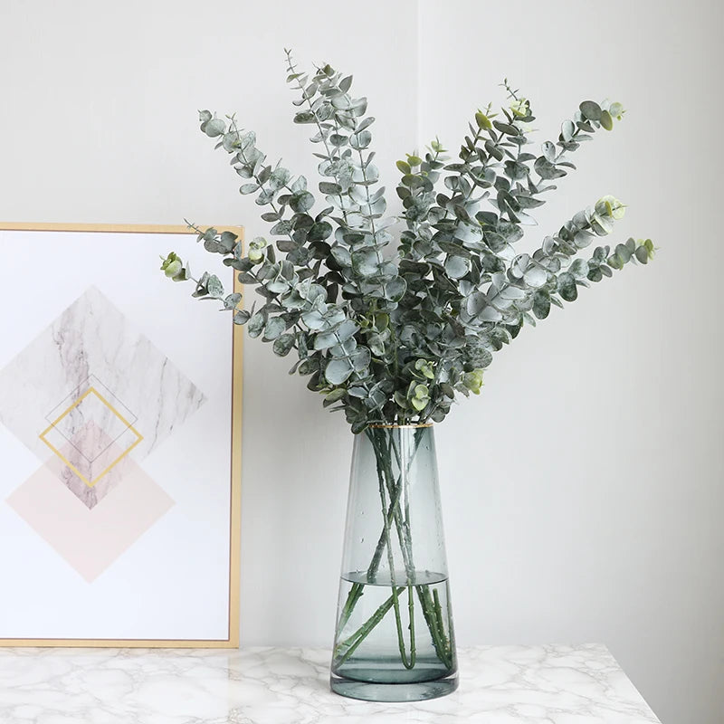 Real touch artificial eucalyptus branch leaf plants long leaf fake plants home decor dried artificial flowers wedding decoration