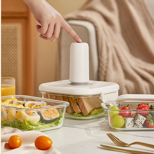 Vacuum Glass Sealed Canister Fresh-keeping Box Refrigerator Food Storage Containers Drainable Kitchen Organizers Fruit Tank