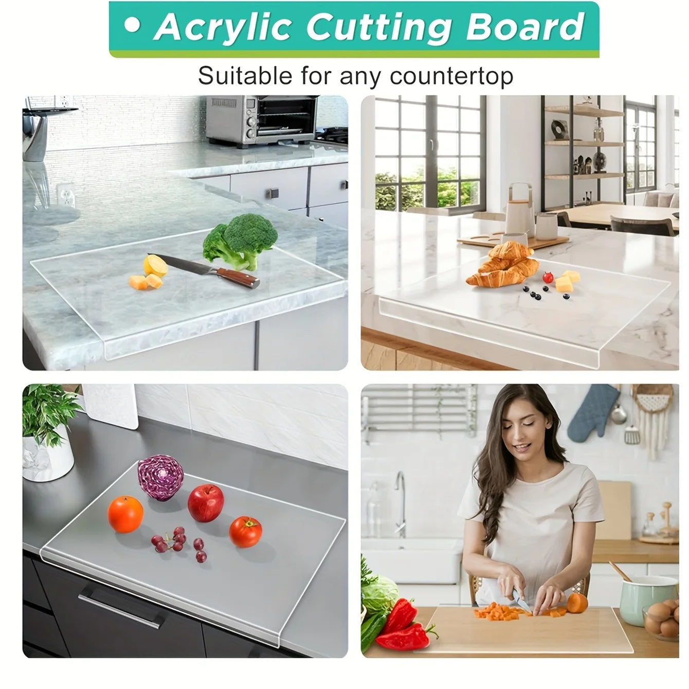 Cutting board, kitchen cutting board, countertop protector with kitchen counter lip