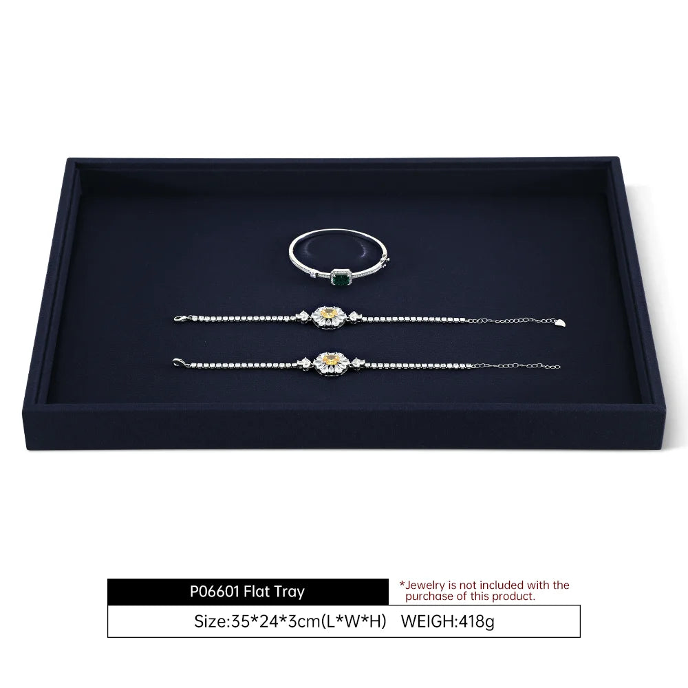 YinBeiNi Linen Stackable Ring Earring Bracelet Necklace Display Tray Jewelry Storage Drawer Insert Organizer Holder Tray P062