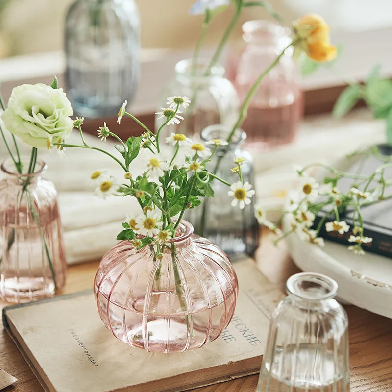 Set of 3 Transparent Glass Vases, Modern Decorative Vases, Minimalist Vases, Home Decor, Living Room, Kitchen, Office Desk Decor
